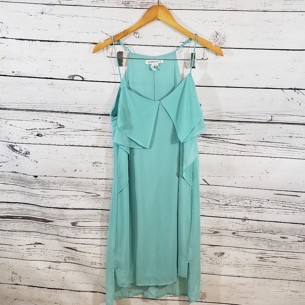 BCBGeneration Aqua Blue Hi Lo Slip Dress SZ M GUC